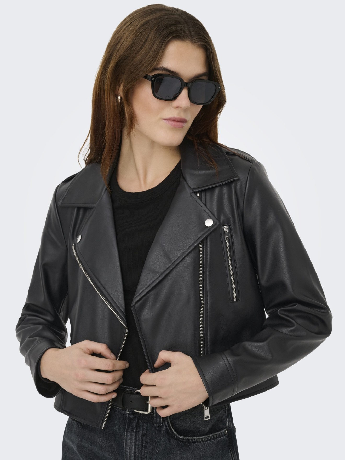 Blusão Estilo Biker com Fecho de Correr