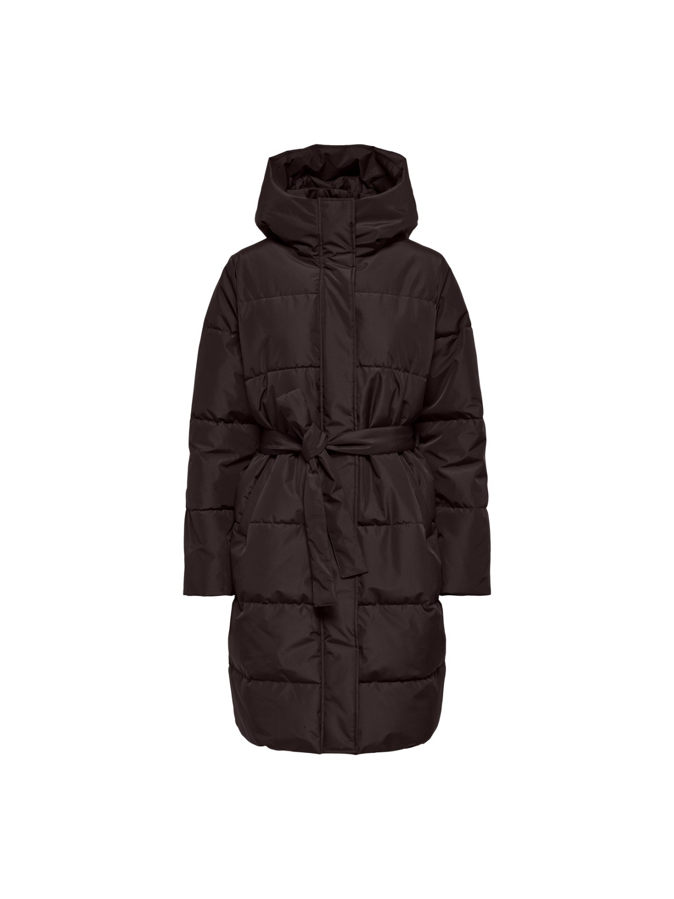 Parka Acolchoada com Capuz e Cinto
