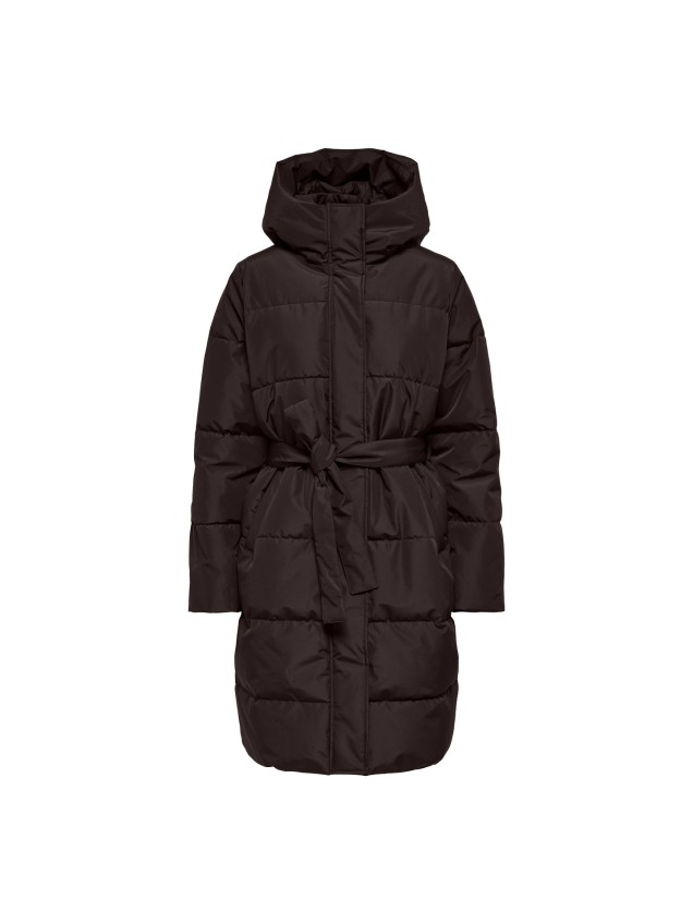 Parka Acolchoada com Capuz e Cinto