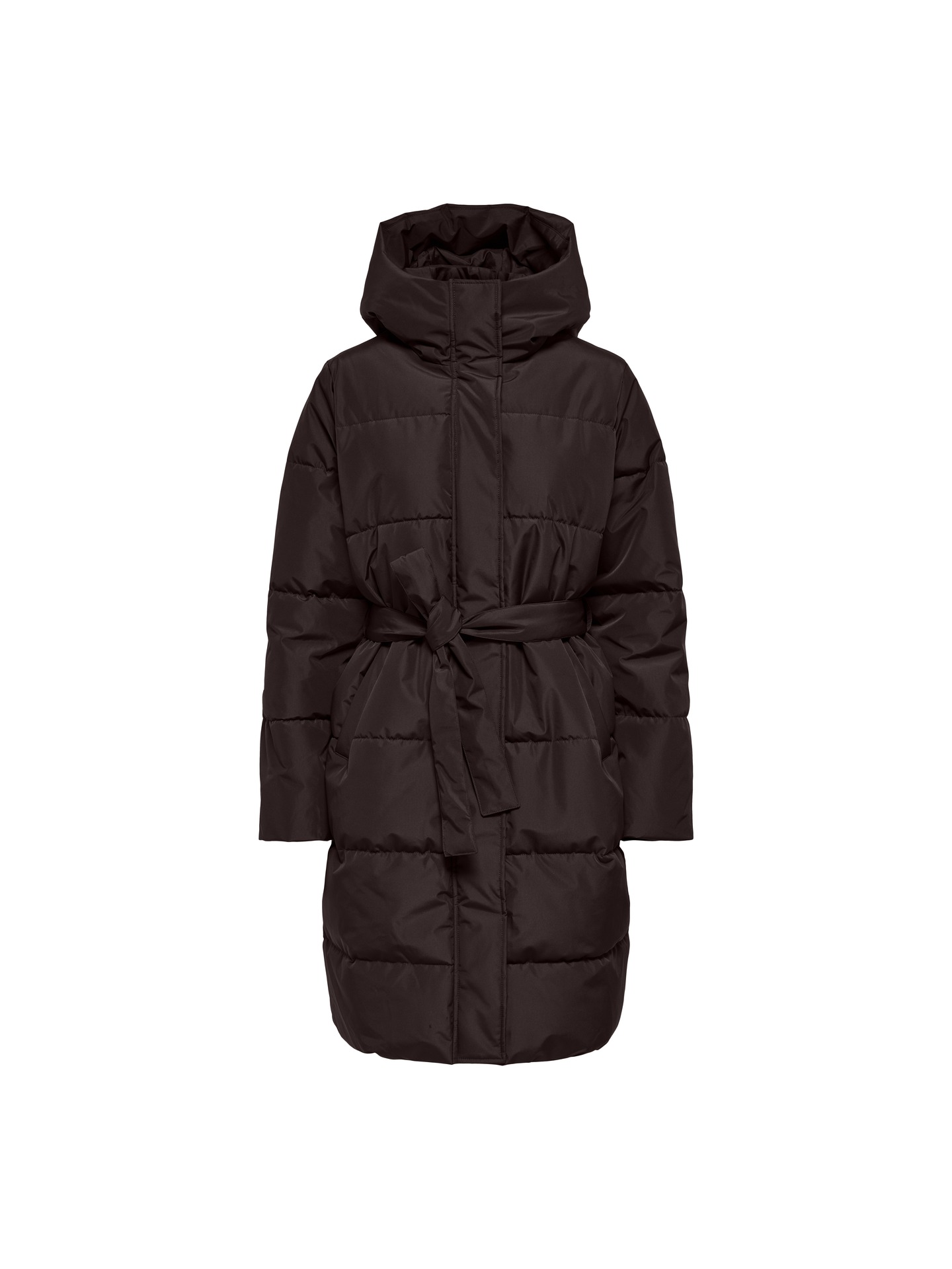 Parka Acolchoada com Capuz e Cinto