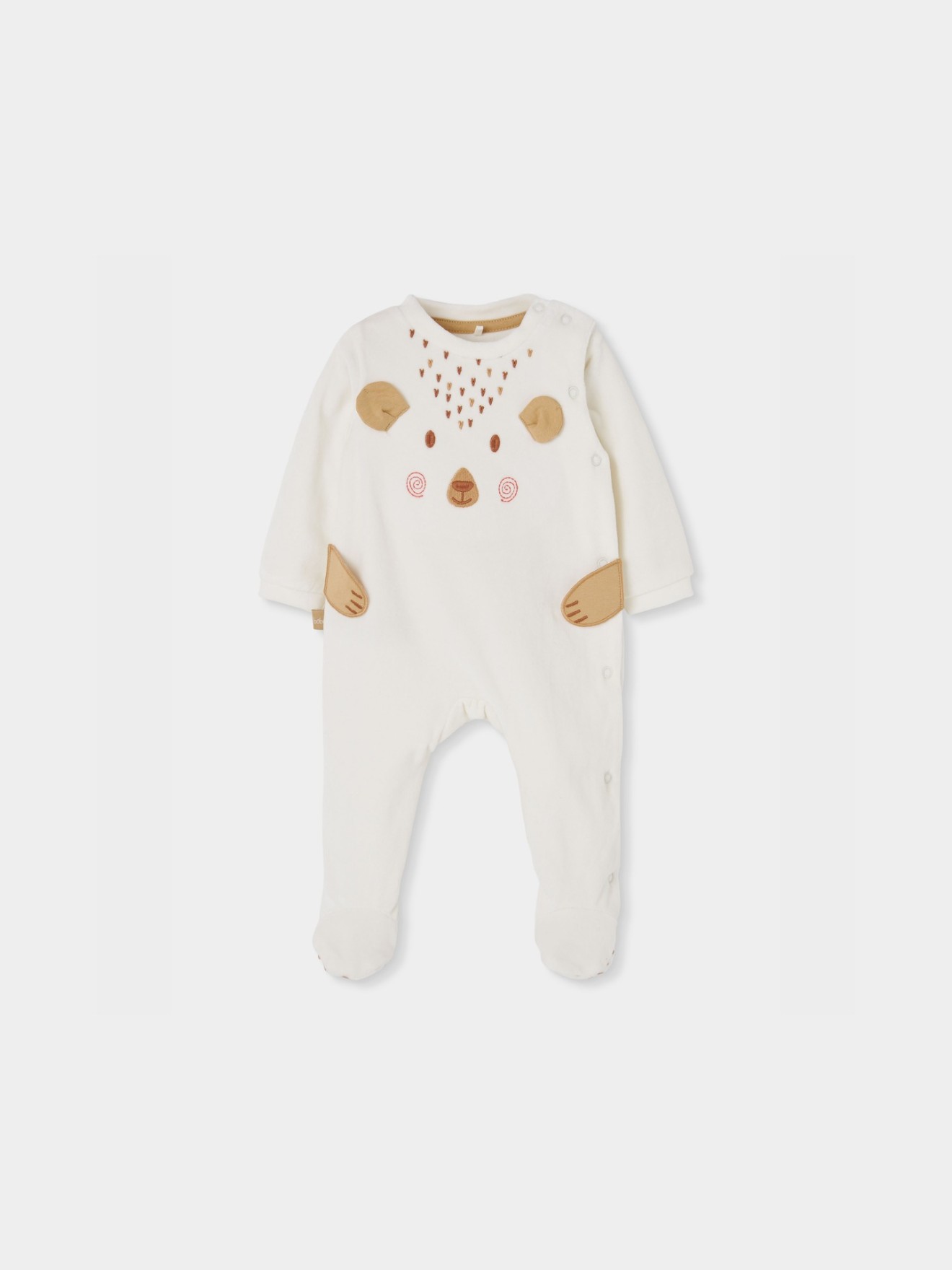 Fato de Beb� com P�s e Bordado de Urso