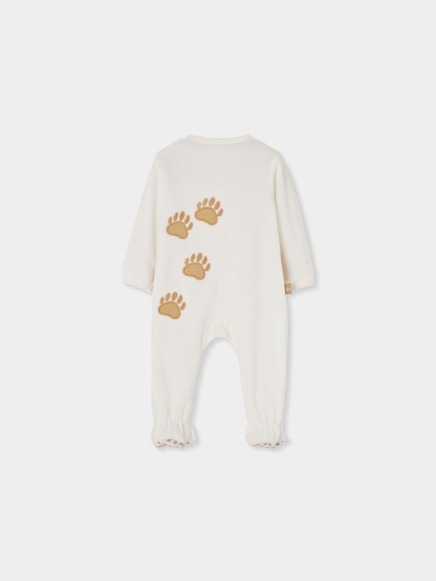 Fato de Bebé com Pés e Bordado de Urso