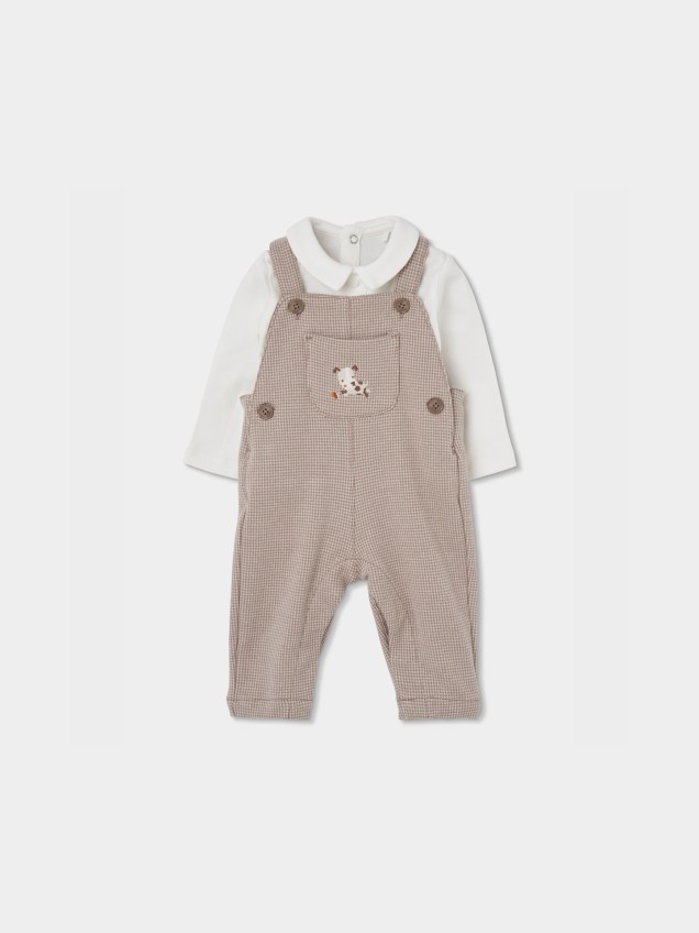 Conjunto de Jardineiras e Body