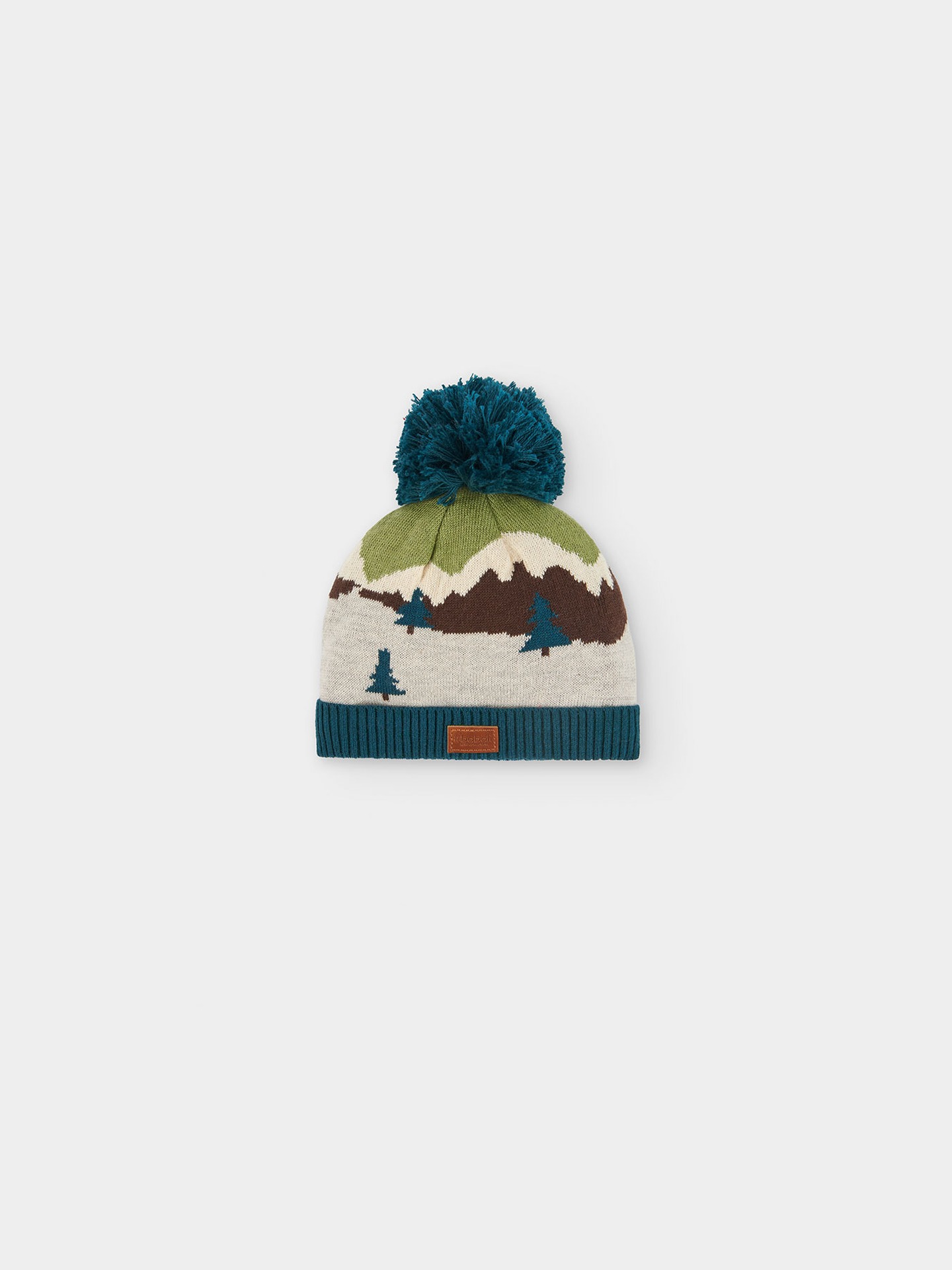 Gorro de Malha com Padrão e Pompom