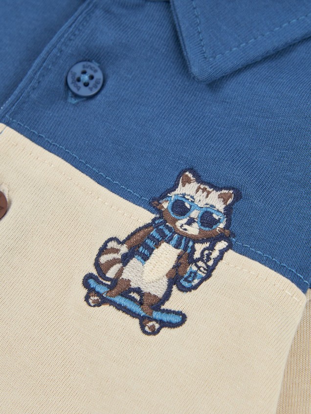 Polo de Manga Comprida com Três Botões