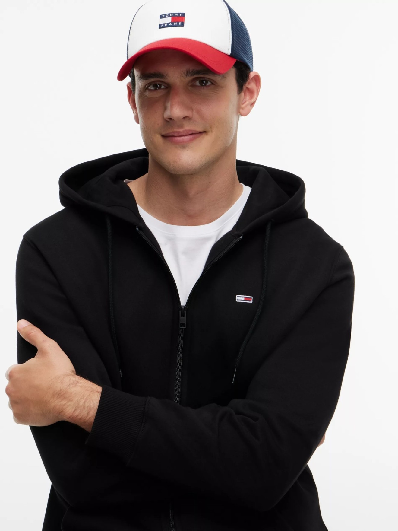 Sweatshirt com Capuz e Fecho de Correr