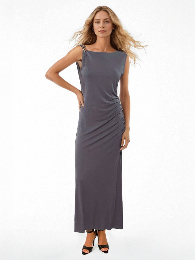 Vestido Comprido com Drapeado