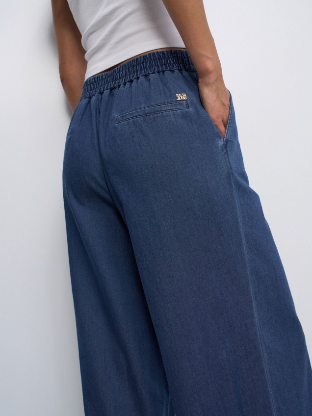 Calças Joggers Wide Leg em Lightdenim