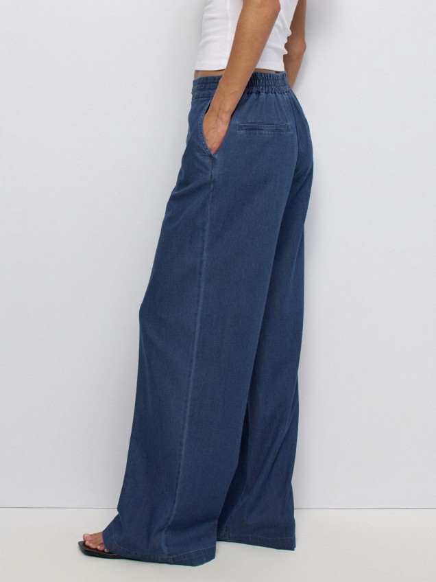 Calças Joggers Wide Leg em Lightdenim