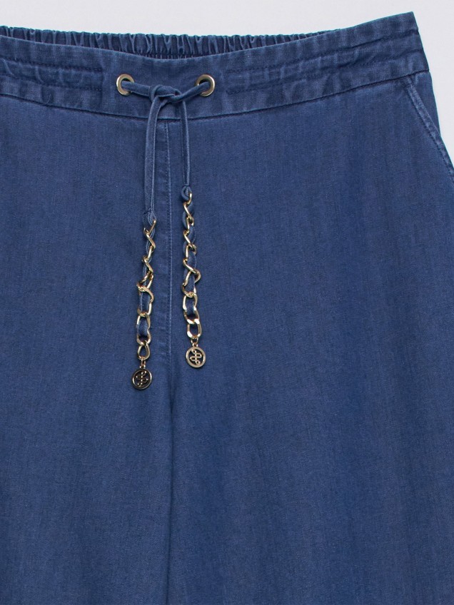 Calças Joggers Wide Leg em Lightdenim