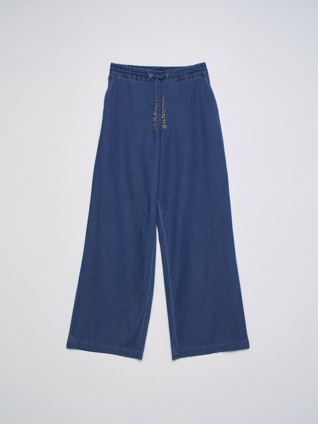 Calças Joggers Wide Leg em Lightdenim