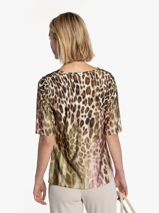 T-shirt de Malha com Decote Drapeado