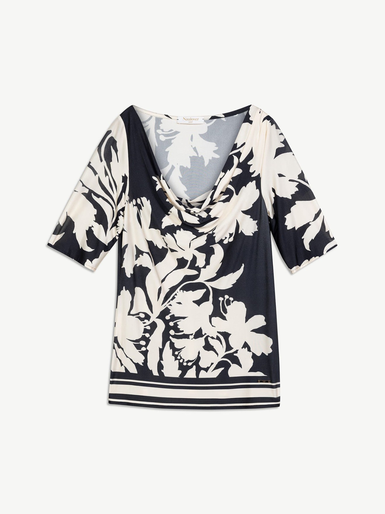 T-shirt de Malha com Decote Drapeado