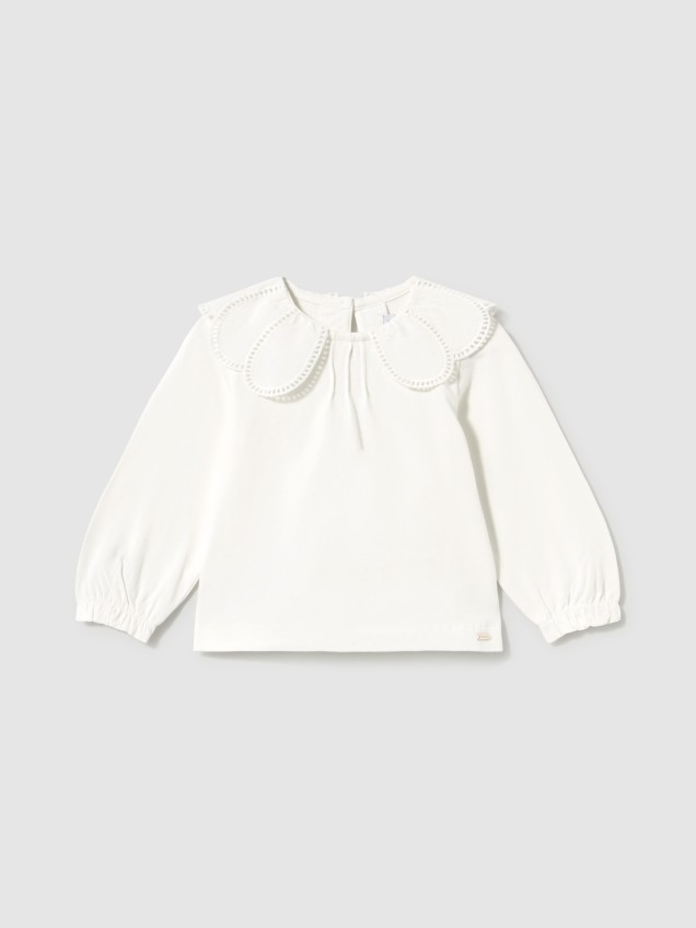 Camisola com Gola de Folhos