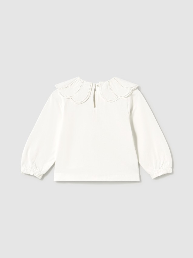Camisola com Gola de Folhos