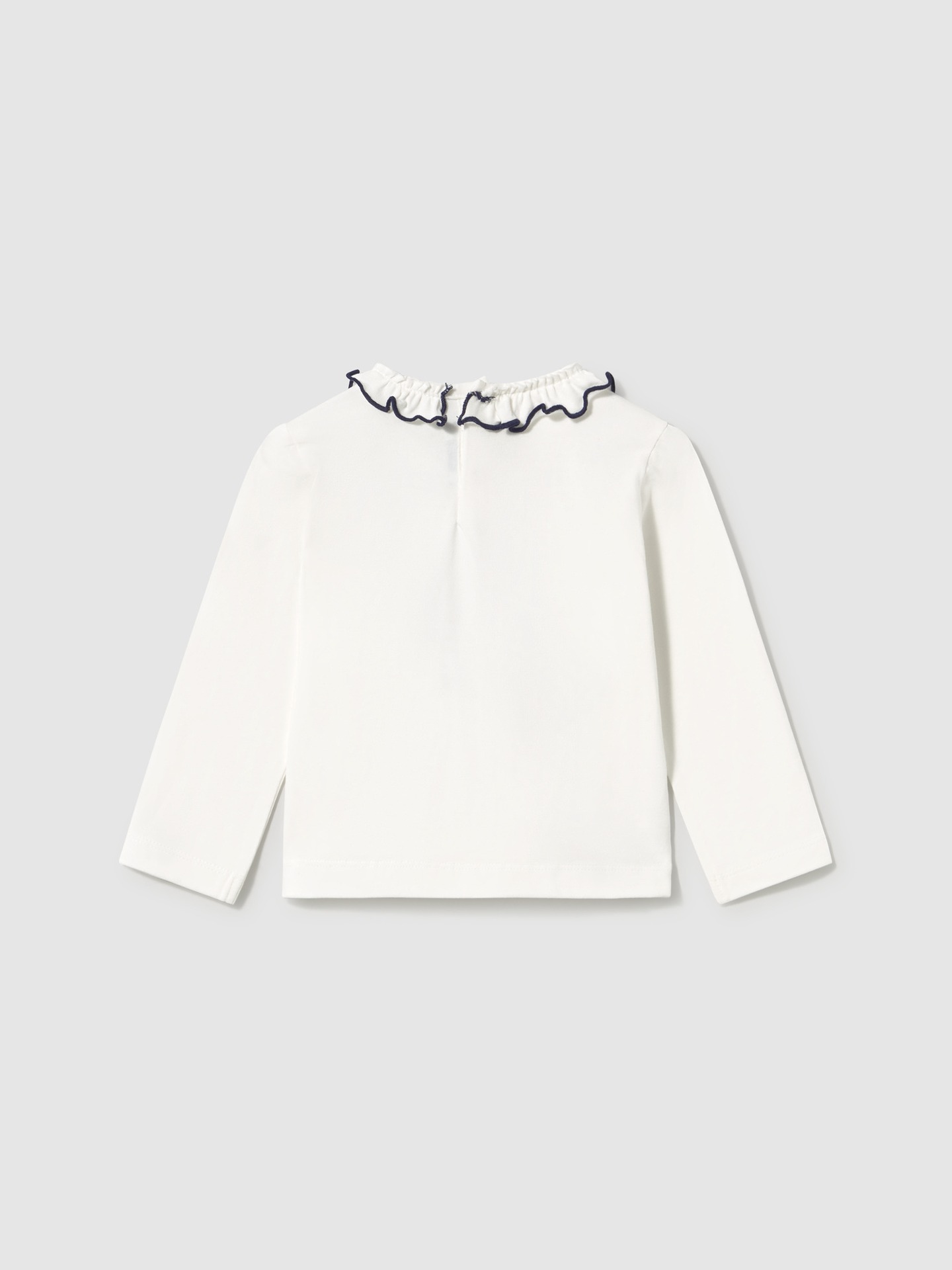 Camisola de Manga Comprida com Gola de Folhos
