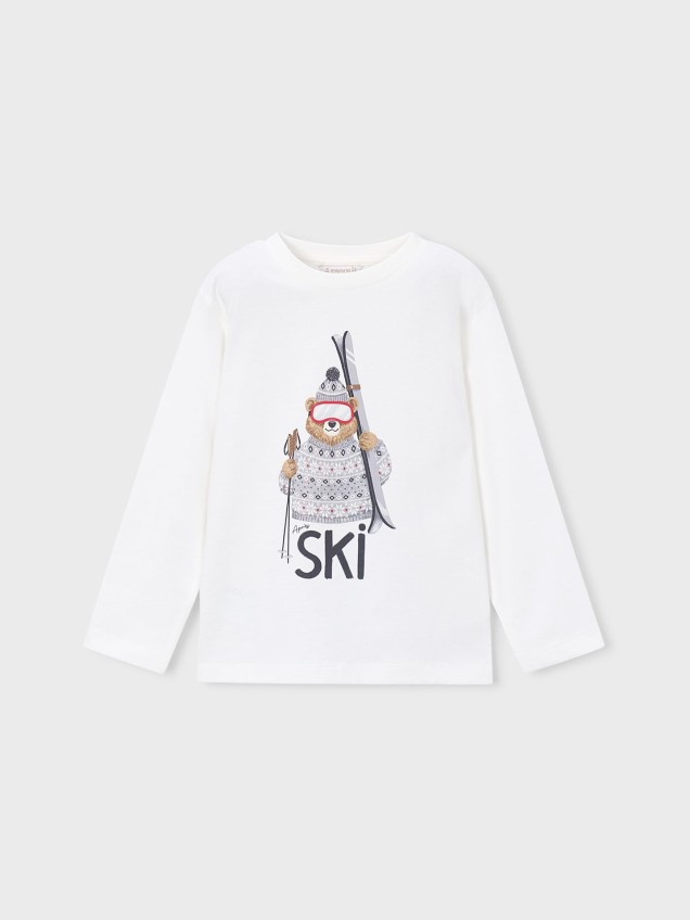 Camisola com Estampado de Urso