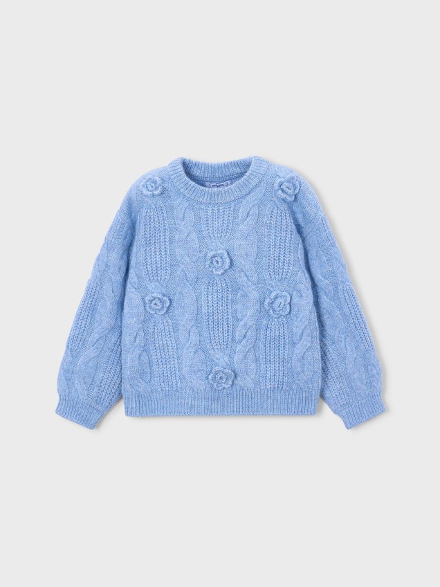 Camisola de Malha com Flores 3D
