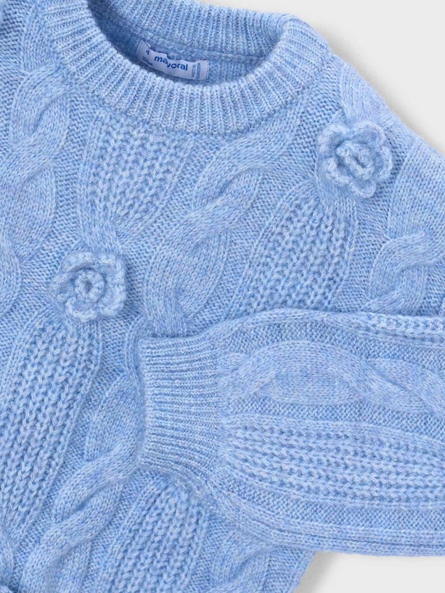 Camisola de Malha com Flores 3D