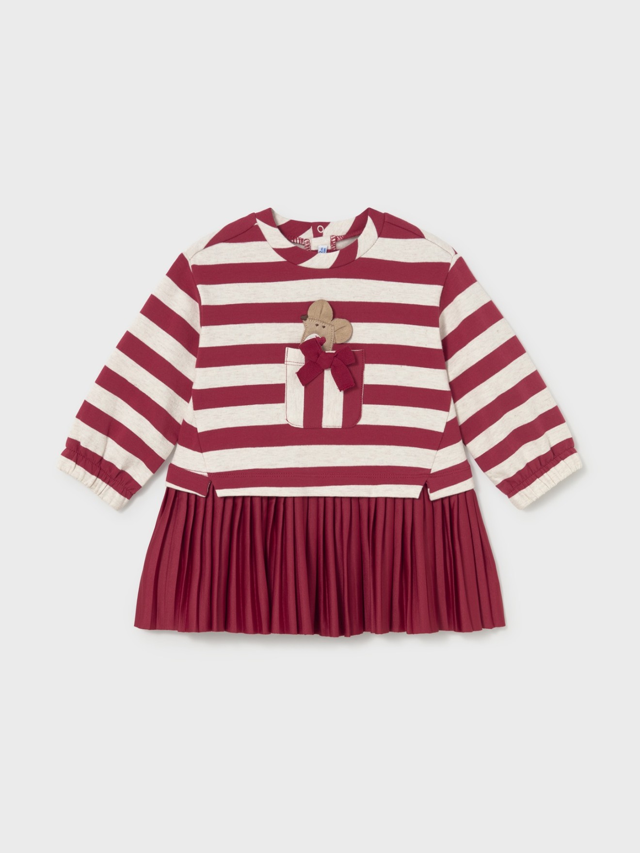Vestido Combinado com Saia Plissada