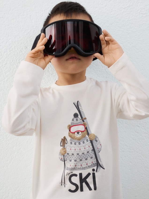 Camisola com Estampado de Urso