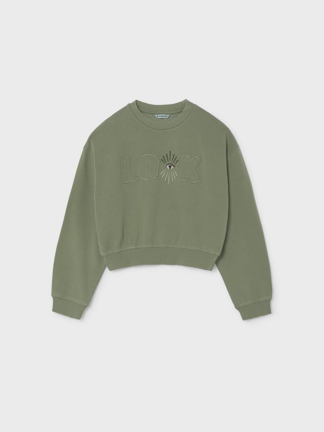 Sweatshirt com Aplicações Bordadas