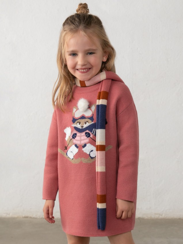 Vestido de Malha com Cachecol