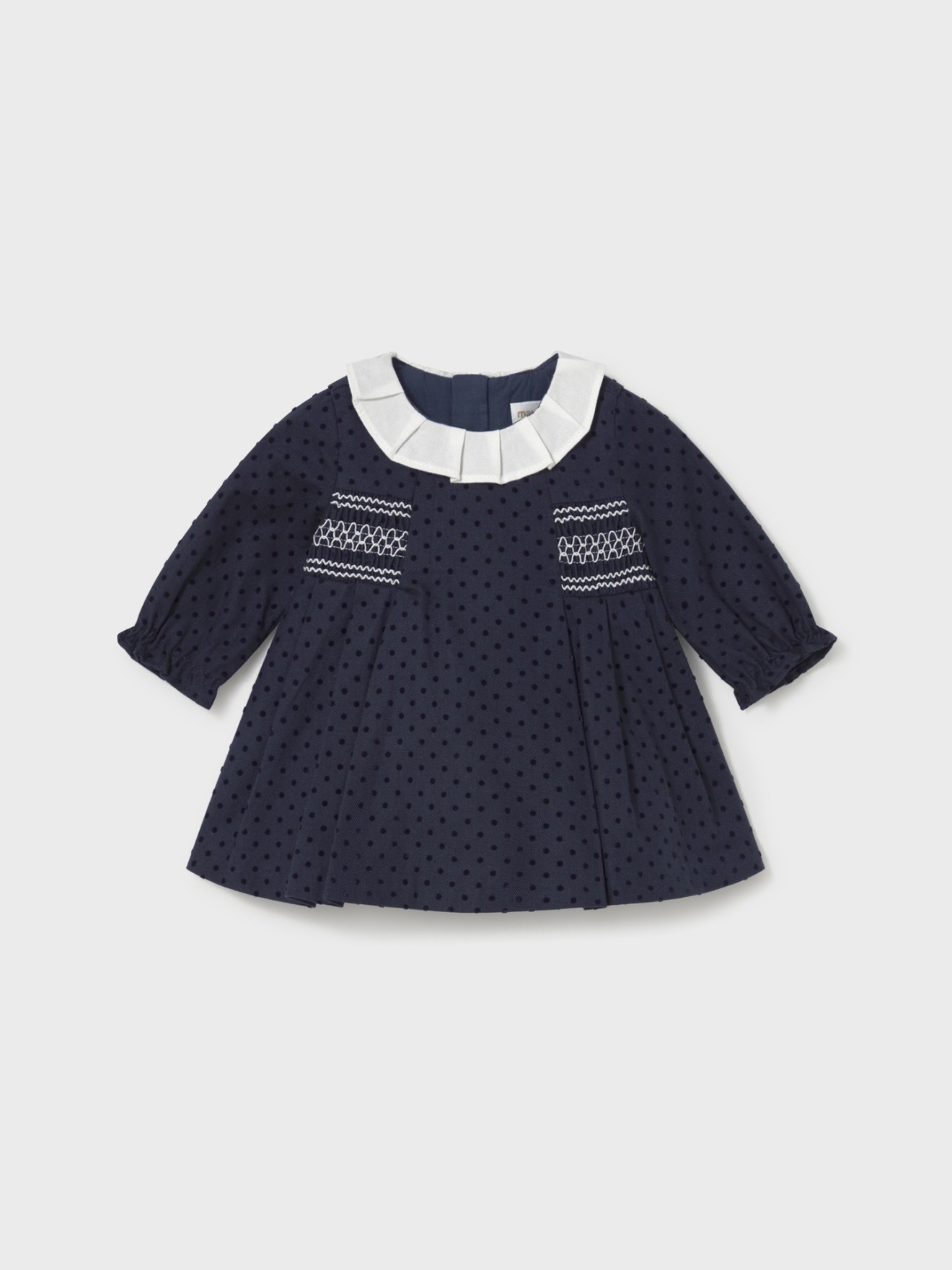 Vestido de Bebé com Gola de Folhos