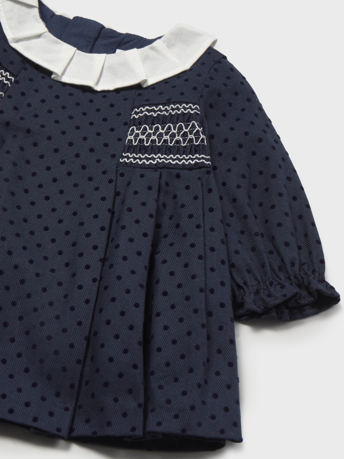 Vestido de Bebé com Gola de Folhos