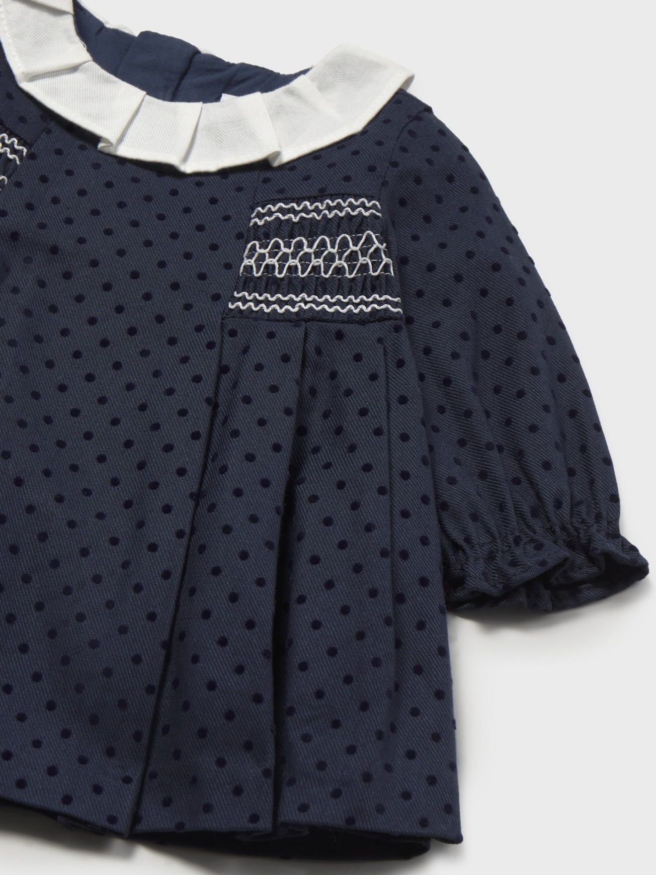 Vestido de Bebé com Gola de Folhos