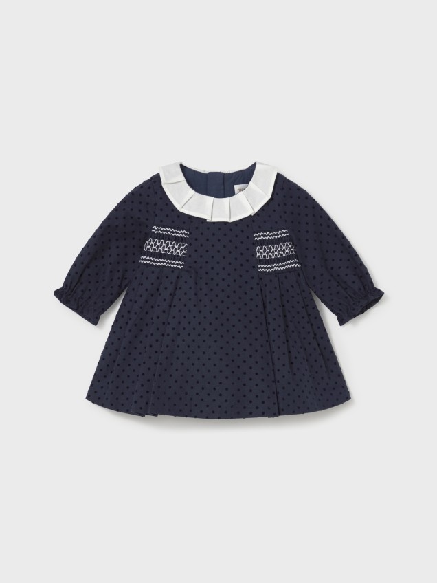 Vestido de Bebé com Gola de Folhos