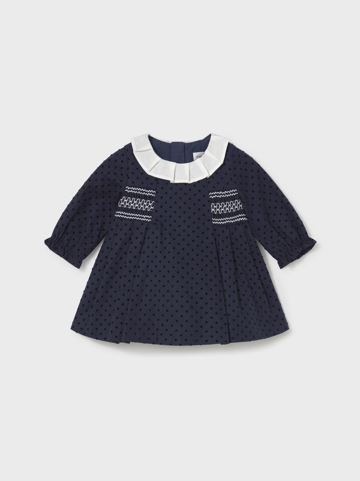 Vestido de Bebé com Gola de Folhos
