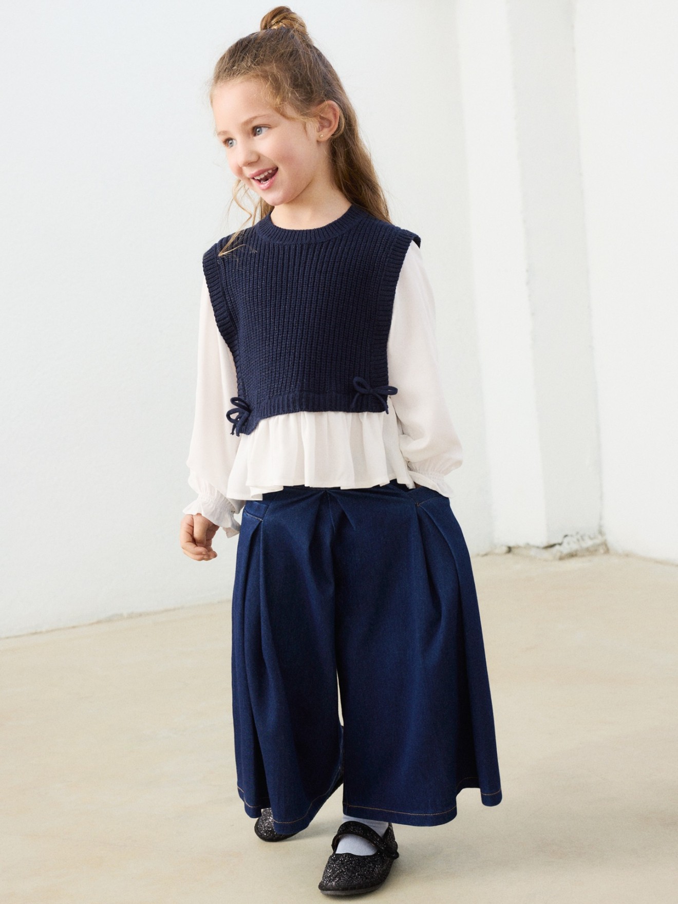 Saia-Calça Midi em Denim