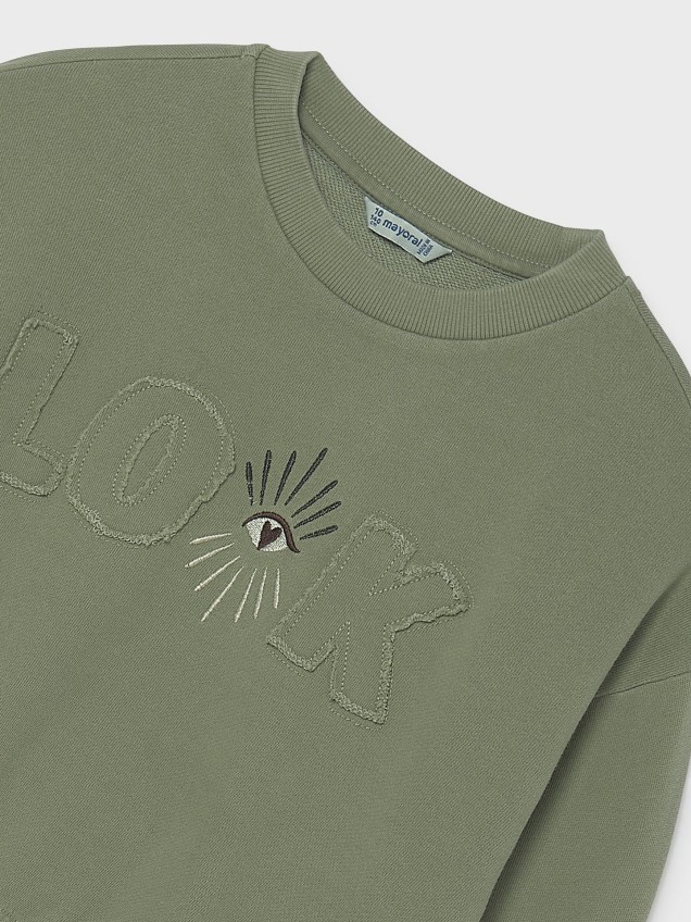 Sweatshirt com Aplicações Bordadas