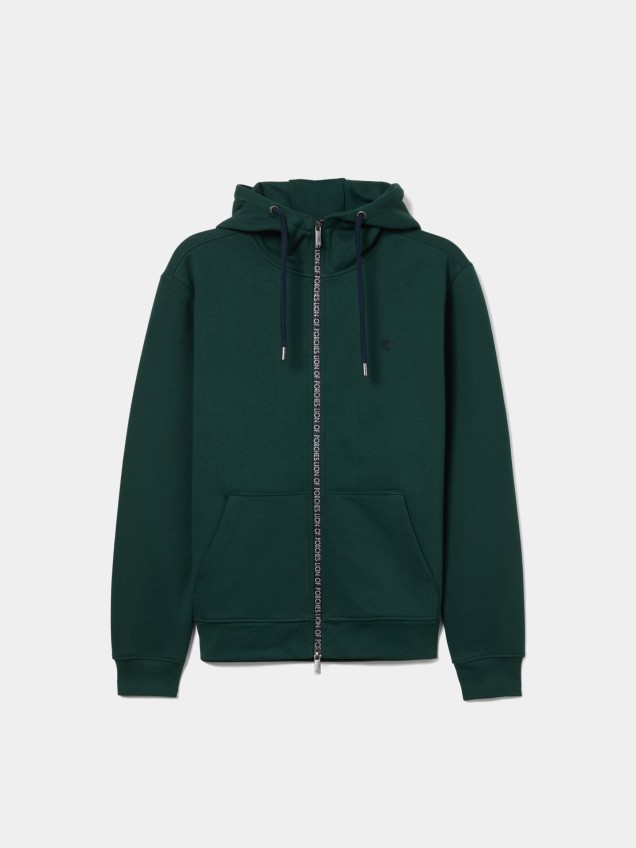 Sweatshirt com Capuz e Fecho de Correr