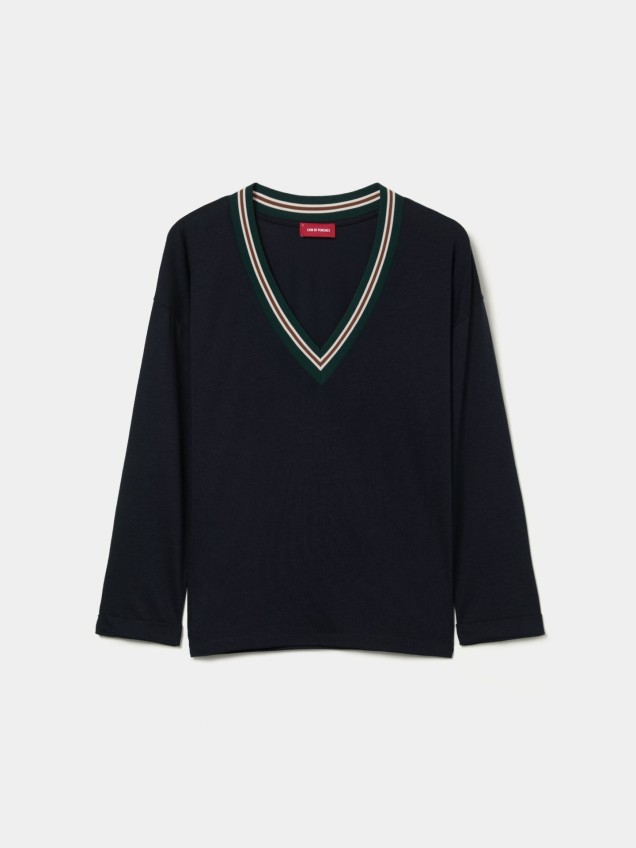Camisola com Decote em Bico