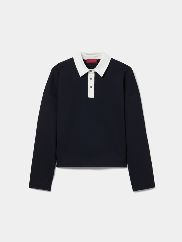 Sweatshirt com Gola de Polo