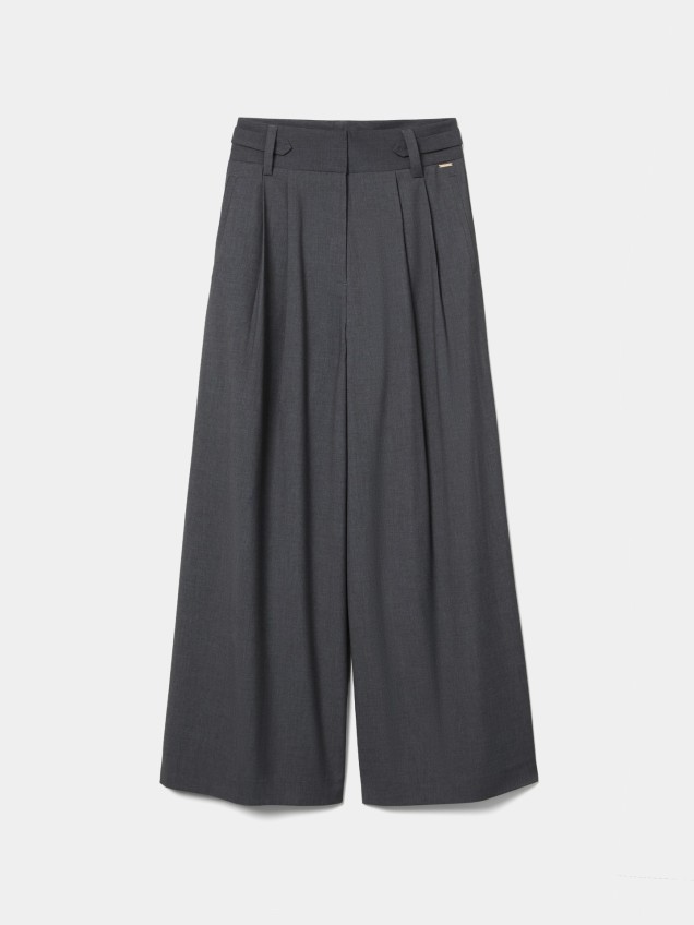 Cal�as Wide Leg com Pregas