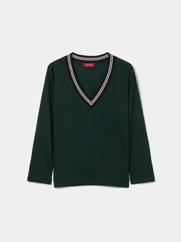Camisola com Decote em Bico