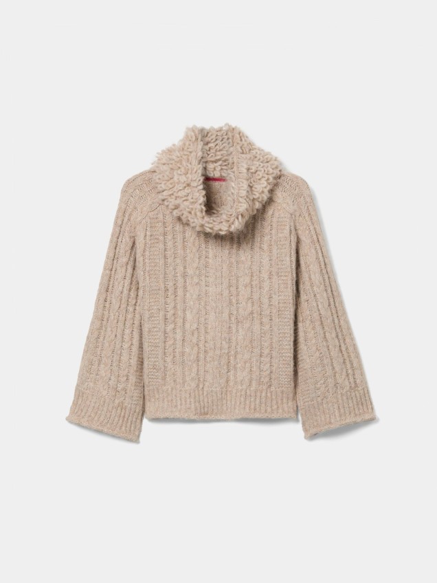 Camisola de Gola Alta em Malha