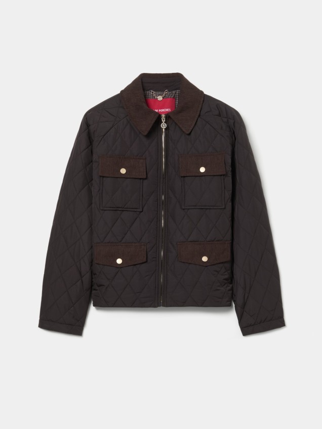 Blus�o Acolchoado com Gola de Bombazine