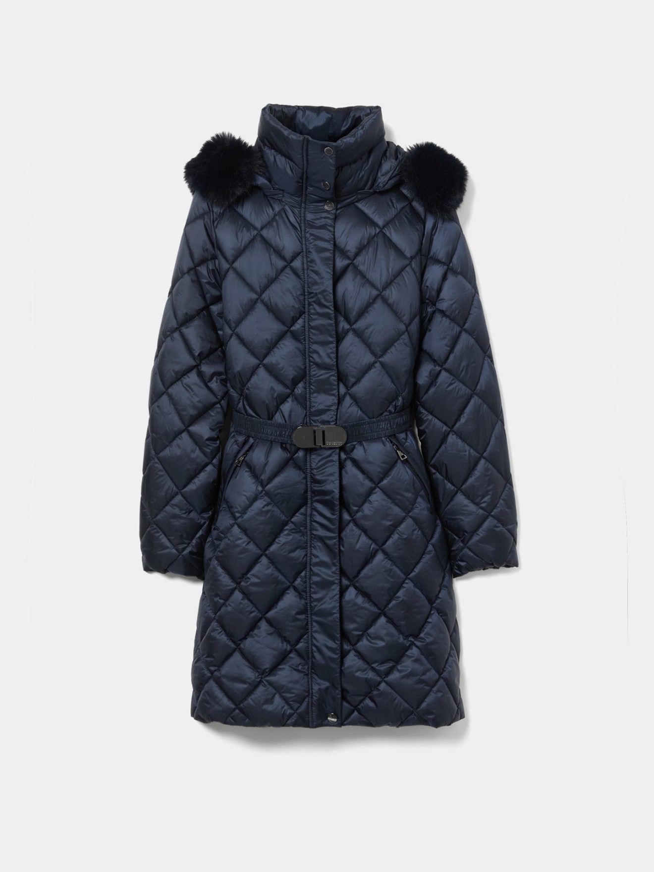 Parka Acolchoada com Capuz e Cinto