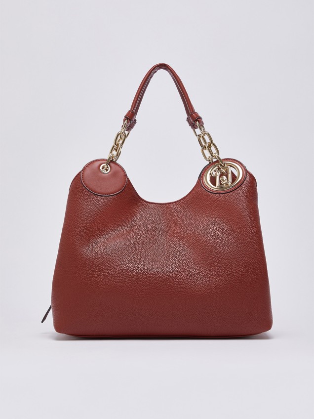 Mala Satchel Média com Efeito Granulado