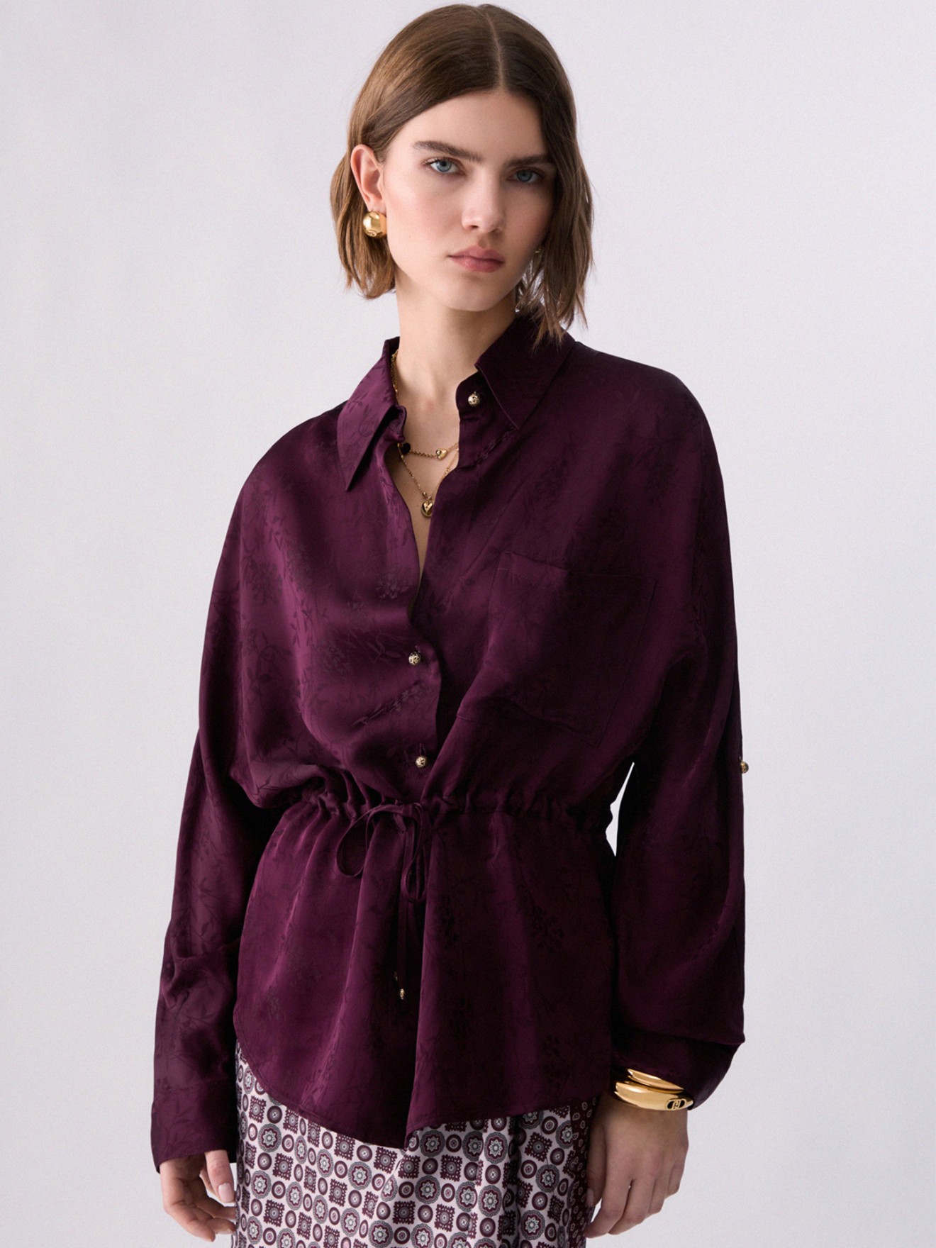 Camisa de Cetim Jacquard