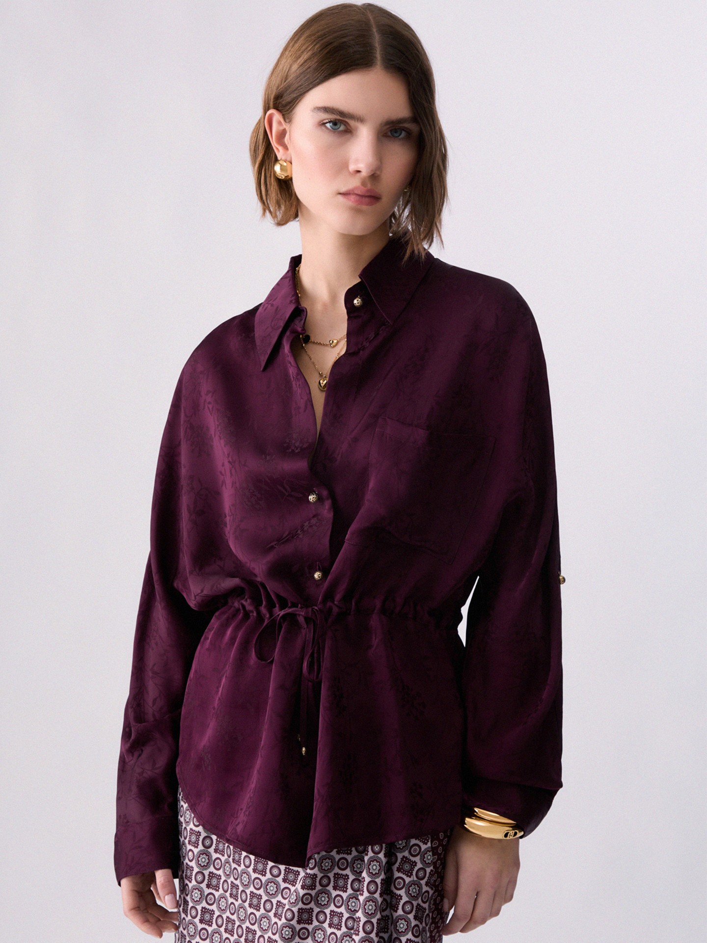 Camisa de Cetim Jacquard