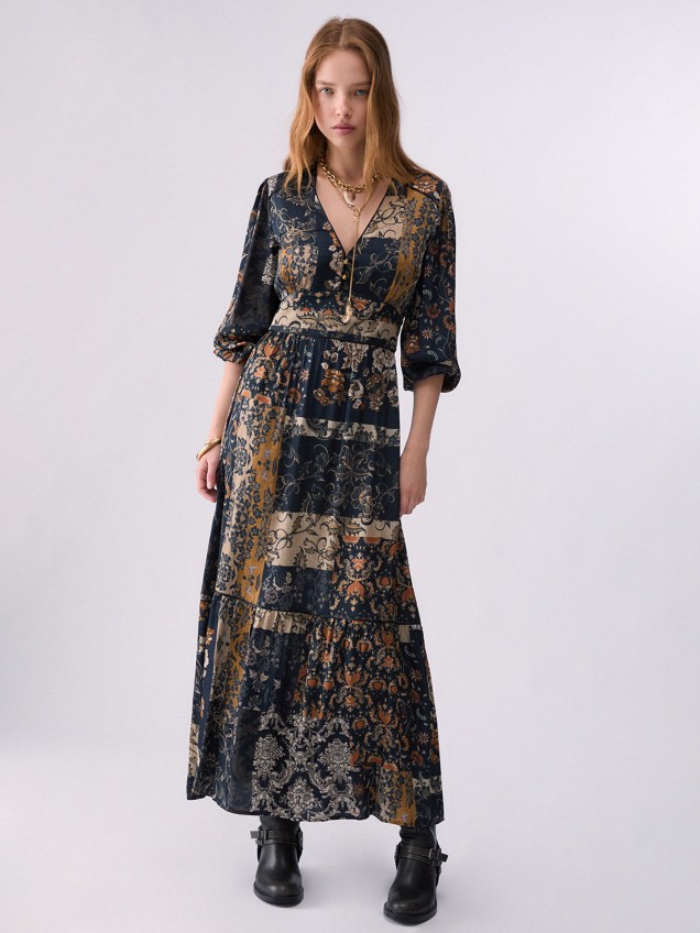 Vestido Comprido com Folhos