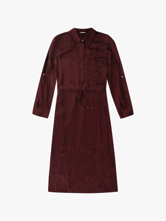 Vestido Midi em Cetim Jacquard