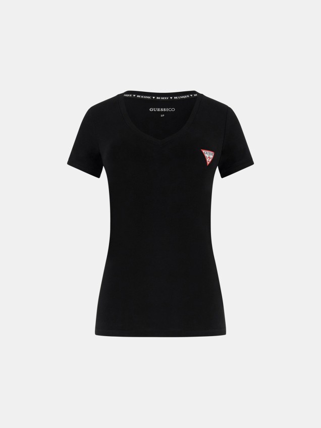 T-shirt Stretch com Decote em V