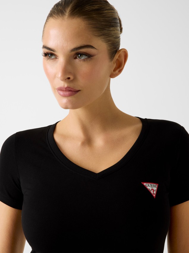 T-shirt Stretch com Decote em V