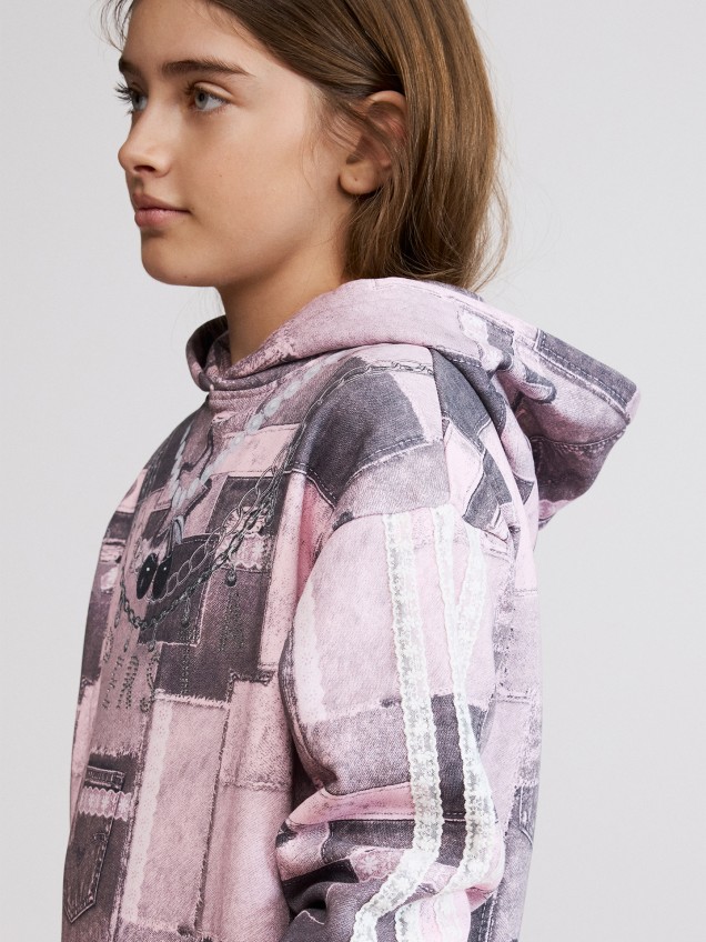 Vestido Tipo Sweatshirt com Capuz